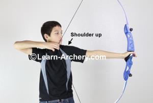 Bow-arm shoulder raised up