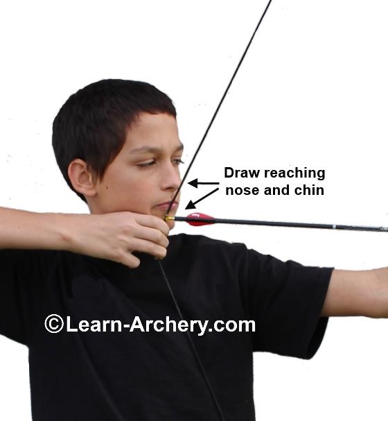 Draw reaching nose and chin