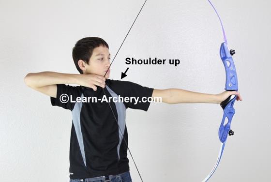 Bow-arm shoulder raised up